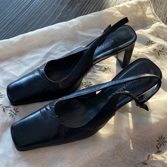 Enzo Angiolini square pumps with squared heel in size 6 1/2. Black leather. - Picture 2 of 11